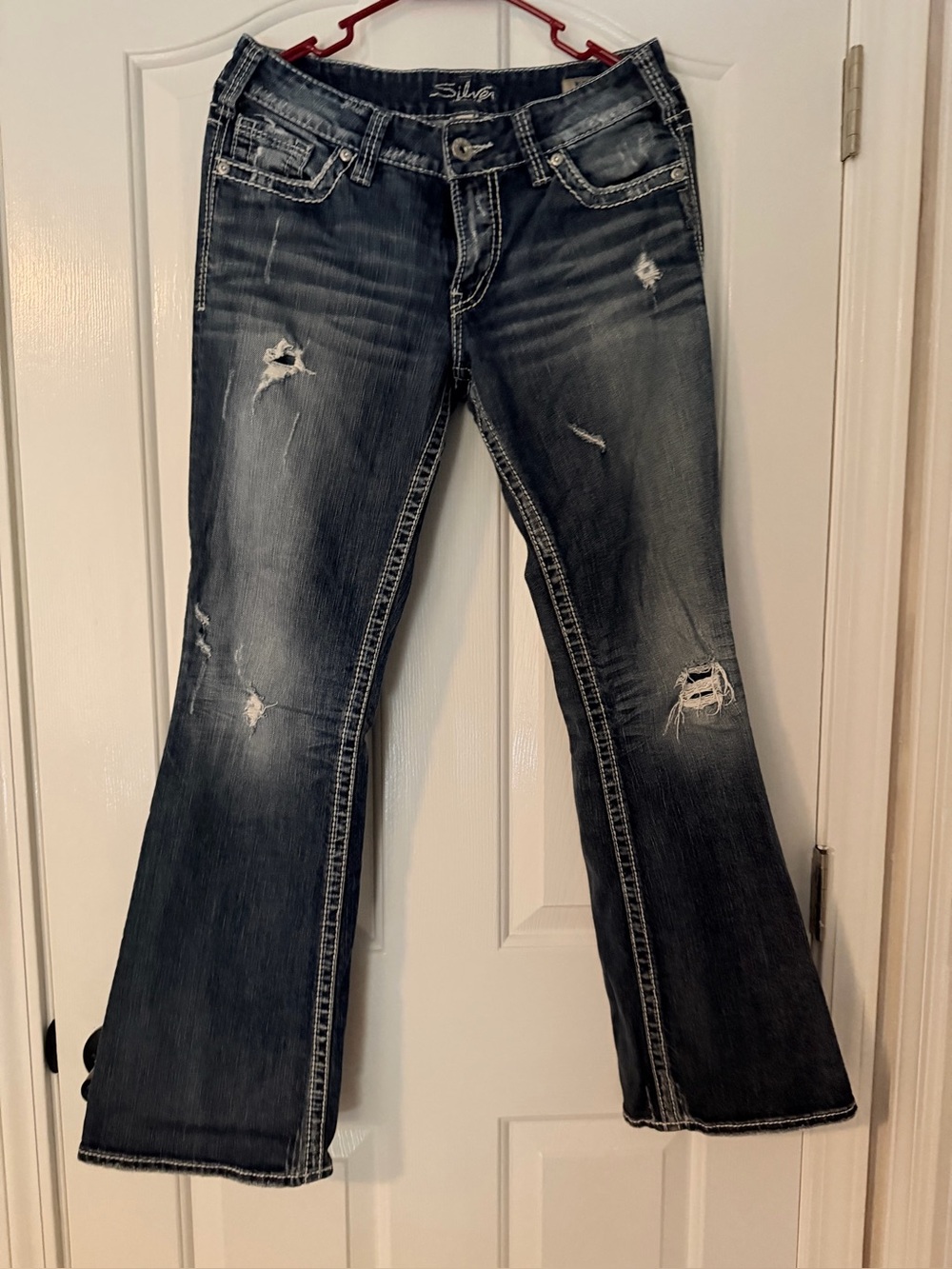 SILVER Jeans Distressed Blue Bootcut 
Size 30x32